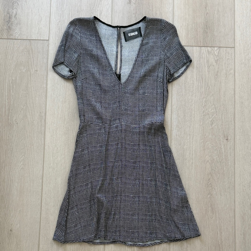 Reformation Black and White Checkered Mini Dress